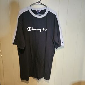 Champion Men’s T-Shirt Size 2X, Black & Gray Logo Tee Classic Athletic Street